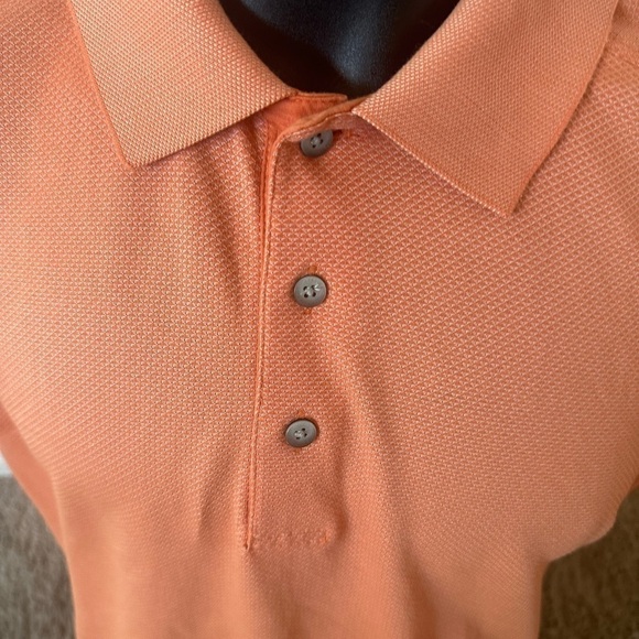 Men’s used dry luxe cutter and buck polo golf shirt size L large orange bronze - Picture 3 of 4